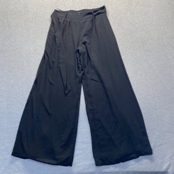 Miss Avenue pant Black wide leg palazzo travel easy care, Size Large,Elastic Wai - Picture 7 of 10